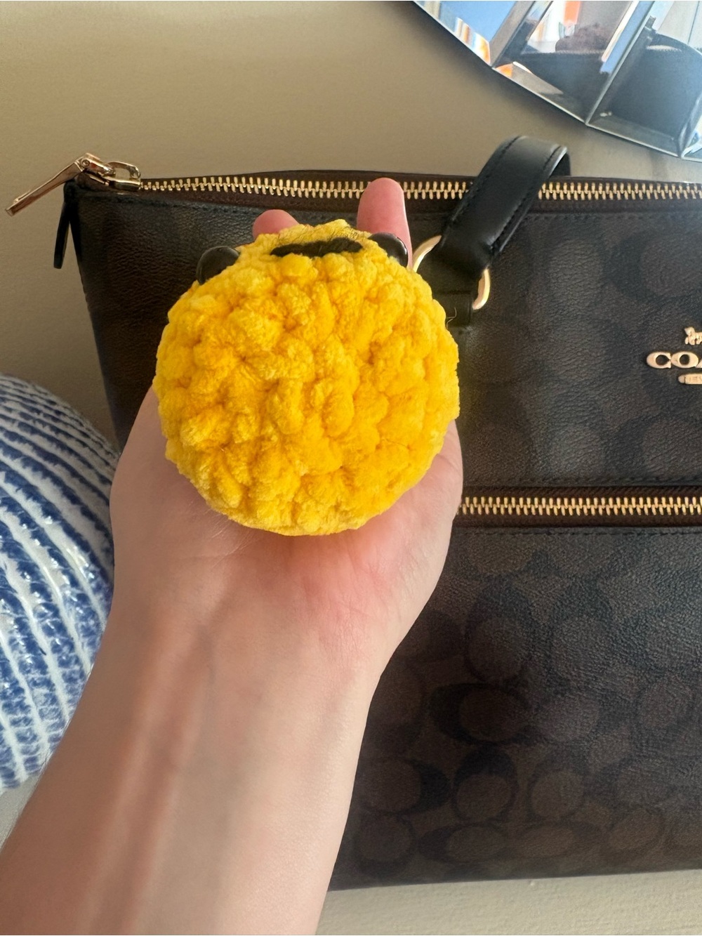 Handmade crochet candy corn bag charm key charm - Picture 3 of 3